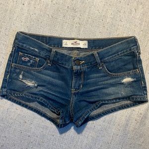 Dark Blue Distressed Hollister Denim Shorts